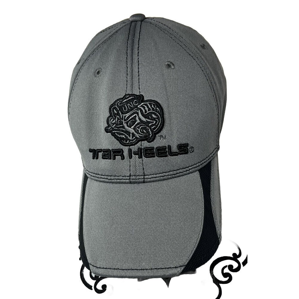 NCAA North Carolina Tar Heels Hat Cap Strap Back Gray/Black Basketball UNC Mens - Picture 2 of 9